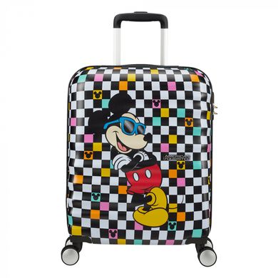 Детский чемодан из abs пластика Mickey Check American Tourister на 4 сдвоенных колесах 31c.029.001
