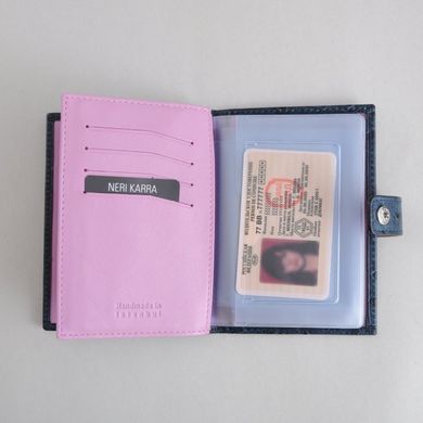 Обкладинка комбінована для паспорта та прав з натуральної шкіри Neri Karra 0031.2-78.07/69 синя