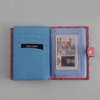 Обкладинка комбінована для паспорта та прав з натуральної шкіри Neri Karra 0031.2-78.36/79 рожева