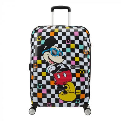 Детский чемодан из abs пластика Mickey Check American Tourister на 4 сдвоенных колесах 31c.029.004
