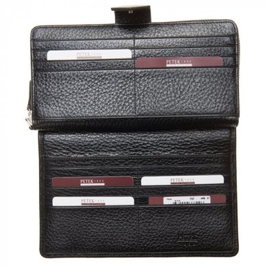 Барсетка гаманець Petek з натуральної шкіри 707-46b-01 чорна