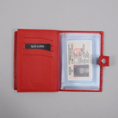 Обкладинка комбінована для паспорта та прав з натуральної шкіри Neri Karra 0031.1-11.05 червона