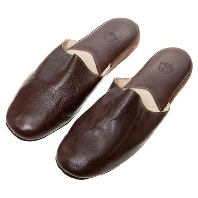 Тапочки Chiarugi із натуральної шкіри 97002-8-43 темно коричневі