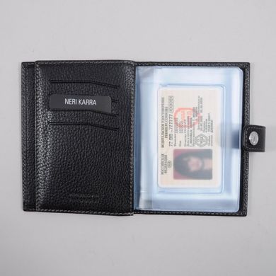 Обкладинка комбінована для паспорта та прав з натуральної шкіри Neri Karra 0031s.05.01 чорна
