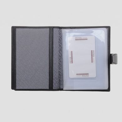 Обложка комбинированная для паспорта и прав Petek из натуральной кожи 595-000-01 черная