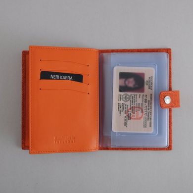 Обкладинка комбінована для паспорта та прав з натуральної шкіри Neri Karra 0031.2-42.37 помаранчевий