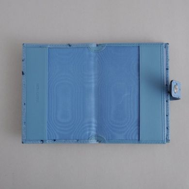 Обкладинка комбінована для паспорта і прав з натуральної шкіри Neri Karra 0031.2-78.23 блакитна
