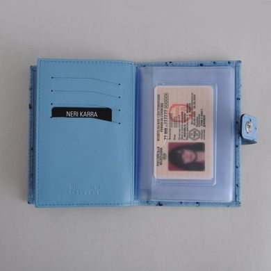 Обложка комбинированная для паспорта и прав из натуральной кожи Neri Karra 0031.2-78.23 голубая