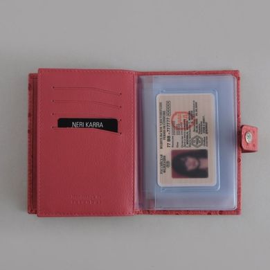 Обкладинка комбінована для паспорта і прав з натуральної шкіри Neri Karra 0031.2-78.36 рожева
