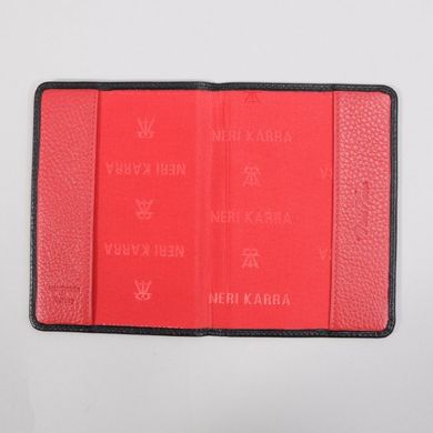 Обкладинка для паспорта з натуральної шкіри Neri Karra 0040.05.01/05 чорний/червона