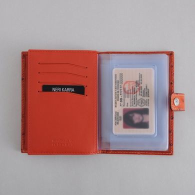 Обкладинка комбінована для паспорта і прав з натуральної шкіри Neri Karra 0031.2-78.37 руда