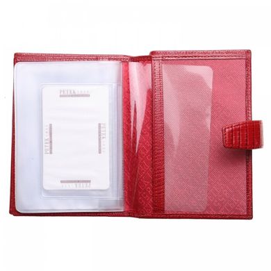 Обкладинка комбінована для паспорта та прав Petek з натуральної шкіри 595-041-10 червона