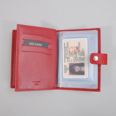 Обкладинка комбінована для паспорта та прав з натуральної шкіри Neri Karra 0031.2-42.05 червона