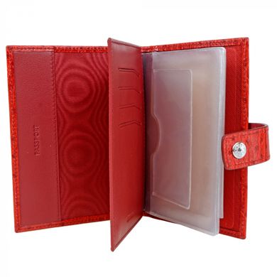 Обкладинка комбінована для паспорта та прав з натуральної шкіри Neri Karra 0031.1-17.50 червона