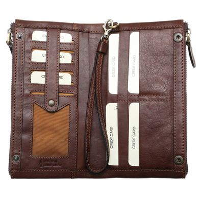 Барсетка гаманець Gianni Conti з натуральної шкіри 912211-dark brown