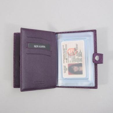 Обкладинка комбінована для паспорта та прав з натуральної шкіри Neri Karra 0031.2-42.41 фіолетовий