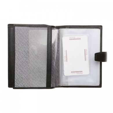 Обложка паспорт права с кошельком Petek из натуральной кожи 596-000-01 черная