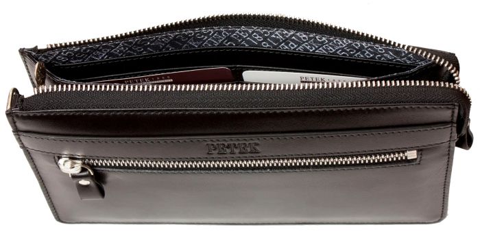 Барсетка гаманець Petek з натуральної шкіри 701-000-01 чорна