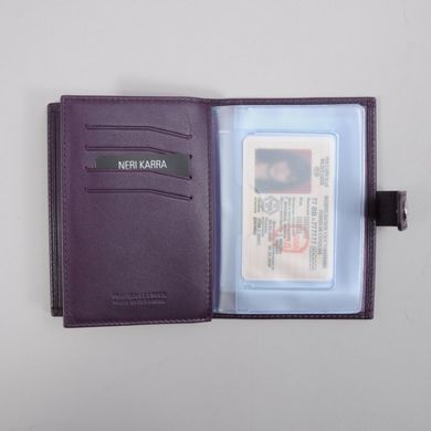 Обкладинка комбінована для паспорта та прав з натуральної шкіри Neri Karra 0031.01.41 фіолетовий