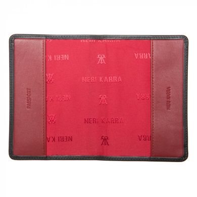 Обложка для паспорта из натуральной кожи Neri Karra 0040.3-01.01/05 черная/красная
