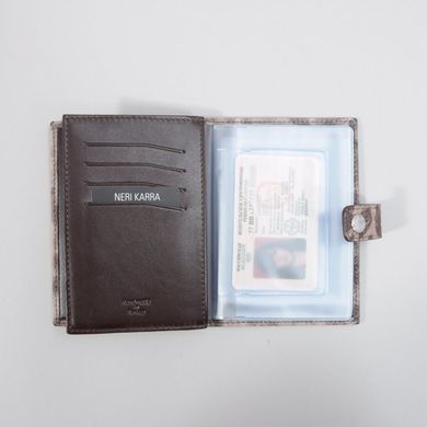 Обкладинка комбінована для паспорта та прав з натуральної шкіри Neri Karra 0031.2-16.63 коричневий
