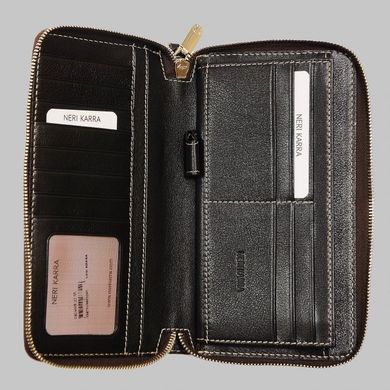 Барсетка-гаманець Neri Karra з натуральної шкіри 0954nb.03.63 темно коричнева