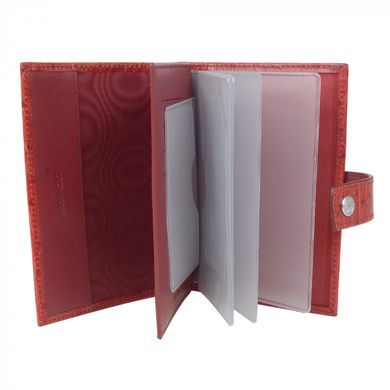 Обкладинка комбінована для паспорта та прав з натуральної шкіри Neri Karra 0031.1-17.51 червона