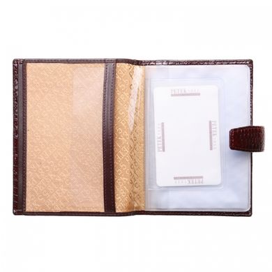 Обложка комбинированная для паспорта и прав Petek из натуральной кожи 595-091-03 коричневая