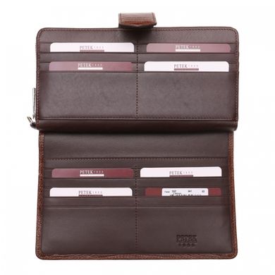 Барсетка гаманець Petek з натуральної шкіри 707-041-02 коричнева