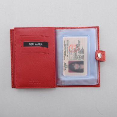Обкладинка комбінована для паспорта та прав з натуральної шкіри Neri Karra 0031.1-35.50 червоний