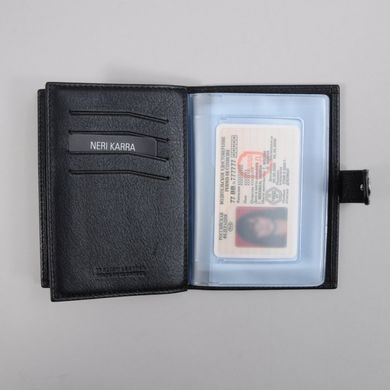 Обкладинка комбінована для паспорта і прав з натуральної шкіри Neri Karra 0031.01.01 чорний
