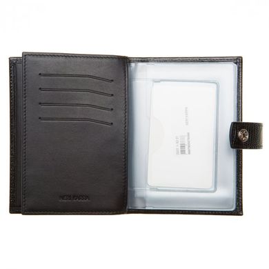 Обкладинка комбінована для паспорта і прав з натуральної шкіри Neri Karra 0031.1-32.01 чорний