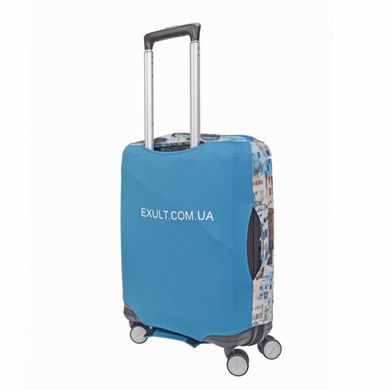 Чохол для валізи з тканини EXULT case cover/houses-blue/exult-l