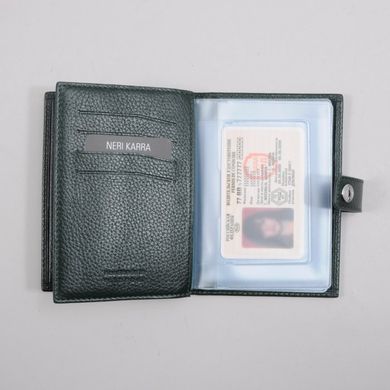 Обкладинка комбінована для паспорта та прав з натуральної шкіри Neri Karra 0031.05.06 зелена