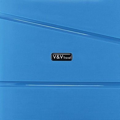 Валіза з поліпропілену V&V на 4 здвоєних колесах tr-8011-55-blue