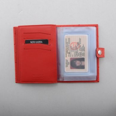 Обкладинка комбінована для паспорта та прав з натуральної шкіри Neri Karra 0031.1-27.05 червона