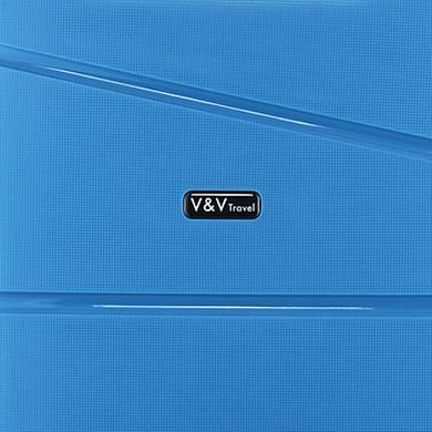 Валіза з поліпропілену V&V на 4 здвоєних колесах tr-8011-75-blue