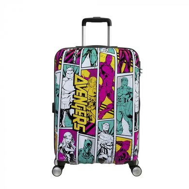 Детский чемодан из abs пластика Marvel Legends Avengers Pop Art American Tourister на 4 сдвоенных колесах 21c.022.018