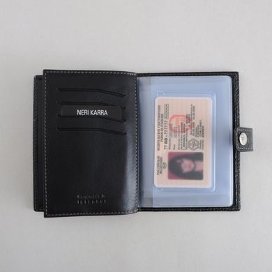 Обкладинка комбінована для паспорта та прав з натуральної шкіри Neri Karra 0031s.1-35.01 чорна