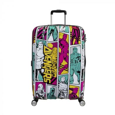 Детский чемодан из abs пластика Marvel Legends Avengers Pop Art American Tourister на 4 сдвоенных колесах 21c.022.019