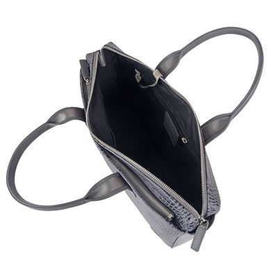 Сумка-портфель з натуральної шкіри з відділенням для ноутбука Tergan 77043-gri/croco-gri/analin