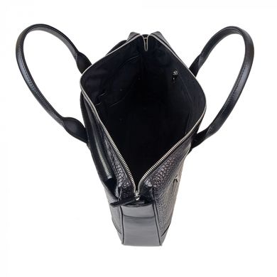 Сумка-портфель з натуральної шкіри з відділенням для ноутбука Tergan 77043-siyah/alligo-siyah/analin